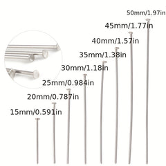100pcs Silver/Gold/Rhodium Headpins Jewelry Findings DIY Supplies
