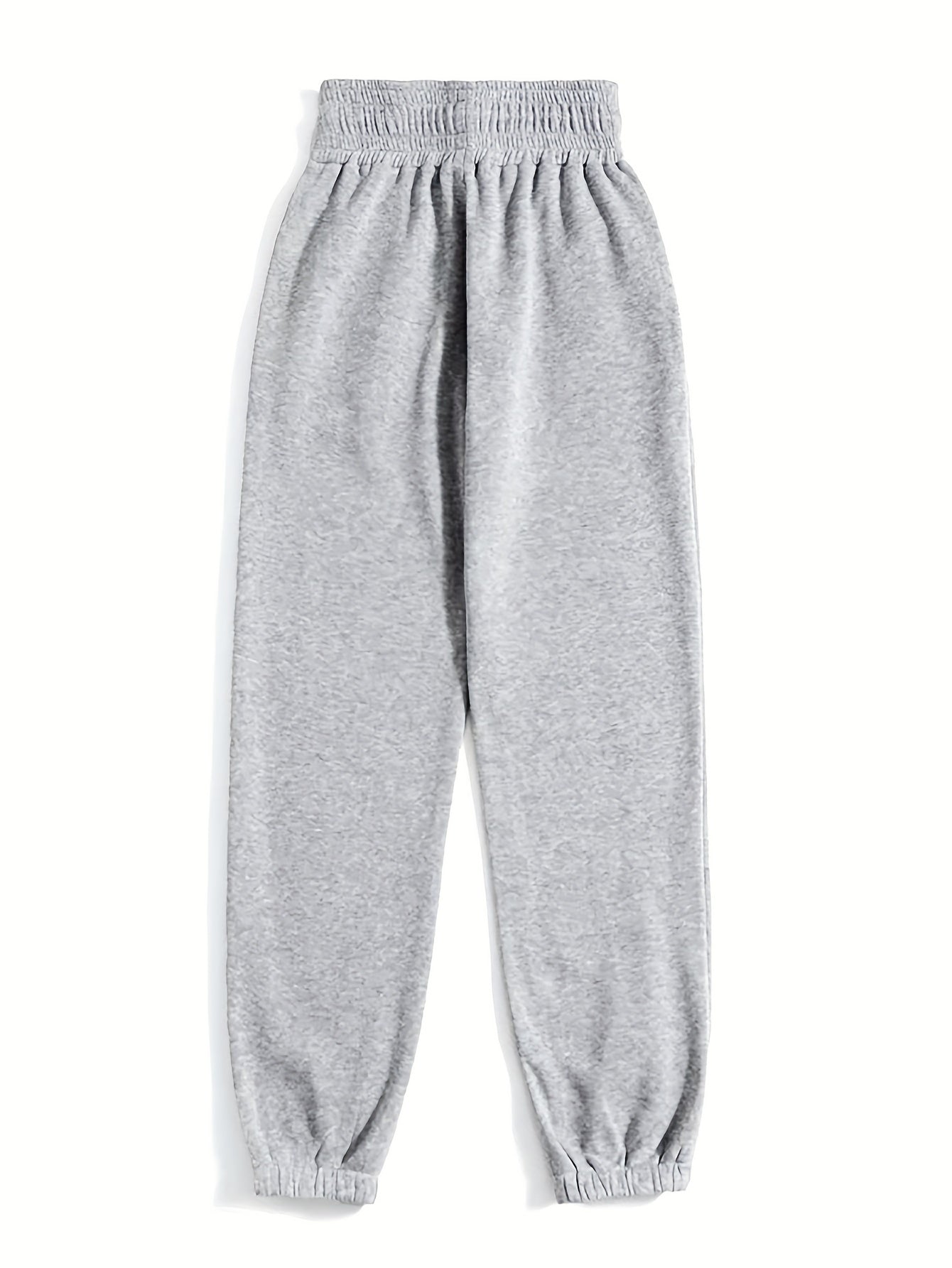 Women's Plus Solid Elastic High Rise Loose Fit Jogger Trousers