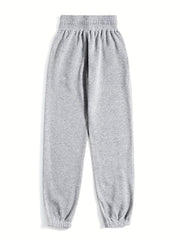 Women's Plus Solid Elastic High Rise Loose Fit Jogger Trousers