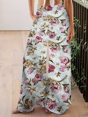 Boho Pants Women's Plus Floral Wide Leg Pants