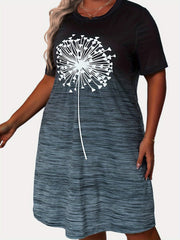  Women's Dandelion & Ombre Print Tee Dress