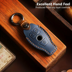 Benz First Layer Leather Keychain Vintage Car Key Protective Case