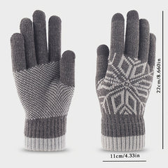 Snowflake Knit Gloves for Women Fleece Lined