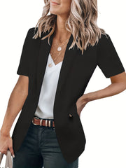 Short Sleeve Open Front Blazer Casual Lapel Summer Women's Clothing