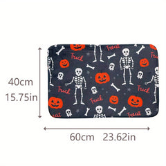 Halloween Skull Pumpkin Floor Mat Non Slip Bath Rug Machine Washable
