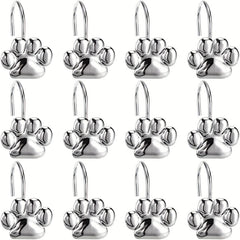 12pcs Paw Print Shower Curtain Hooks - Rust Proof and Fashionable