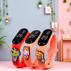 Kids' LED Digital Watch Red & Pink Glow - Cartoon Patterns, Fun & Durable