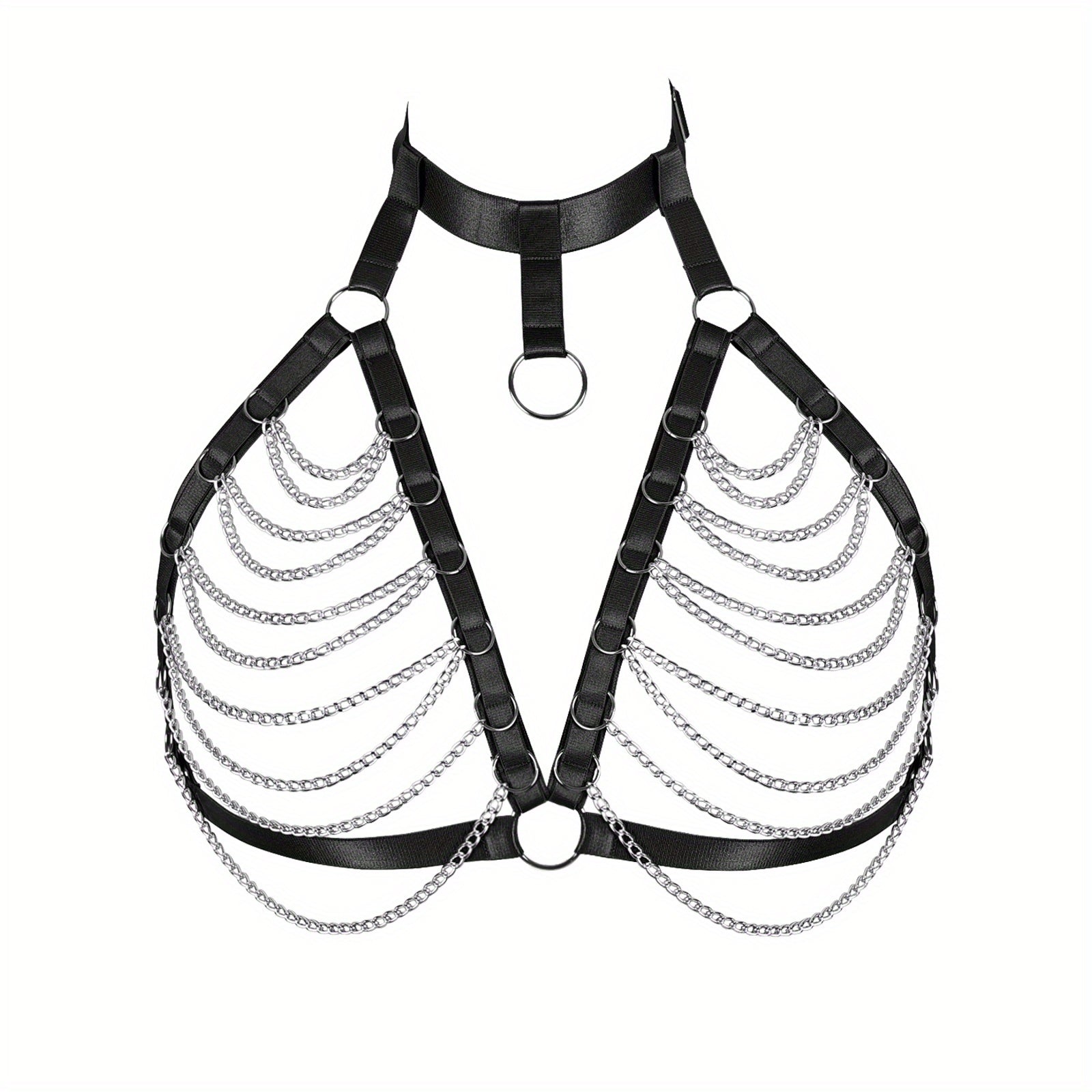Elastic Harness Bra Women Punk Fringe Metal Cage Harness Gothic Chain Belt