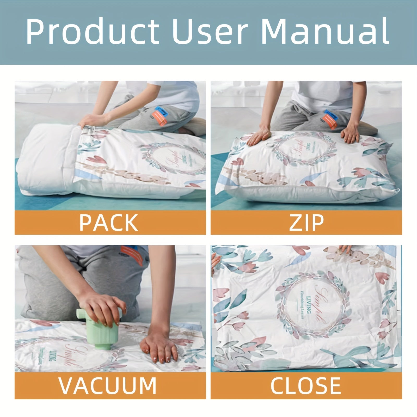 5pcs Vacuum Compression Storage Bag for Clothes Blankets Shirts