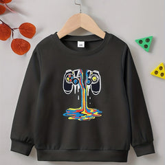 Broken Gamepad Print Boys Casual Pullover Sweatshirt