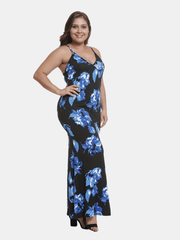 Plus Floral Print Stretch Cami Mermaid Dress