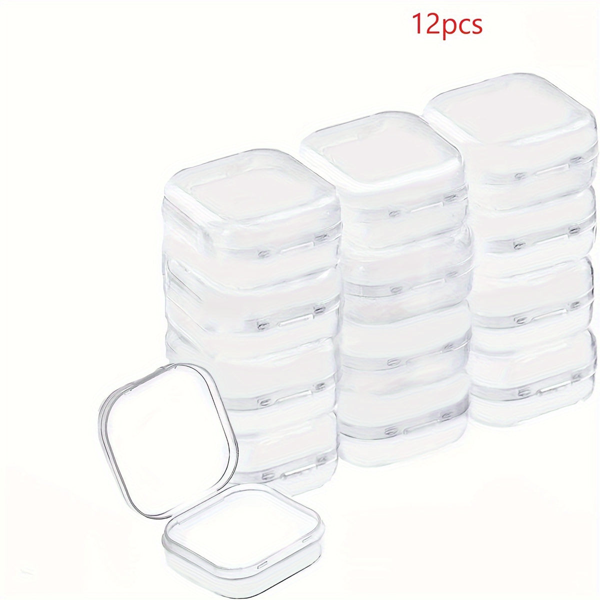 12pcs Clear Storage Box Beads Container Case Organizer