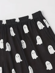 Cartoon Ghost Lounge Shorts Women's Casual Elastic Waistband Shorts