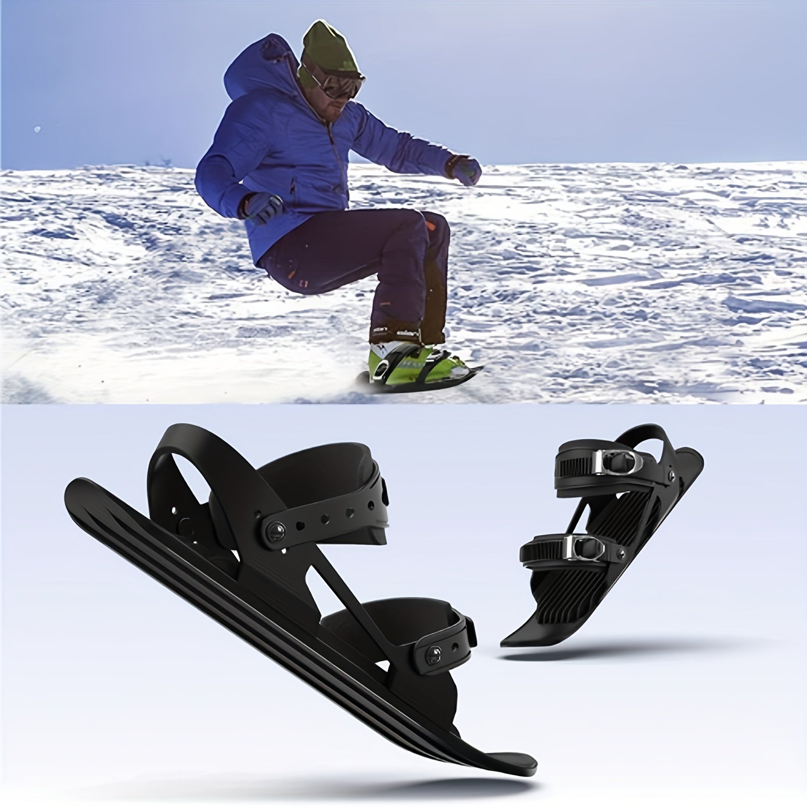 Mini Short Ski Skates For Snow Adjustable Winter Ski Shoes