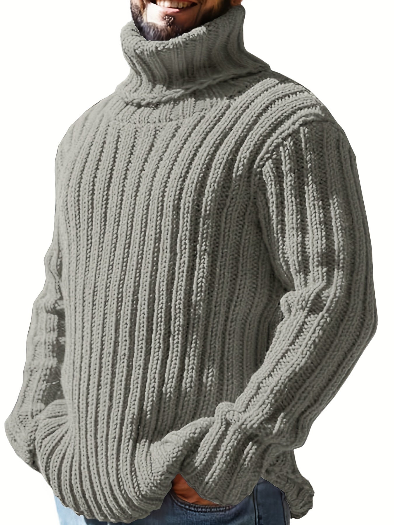 Men's Turtle Neck Cable Knit Sweater