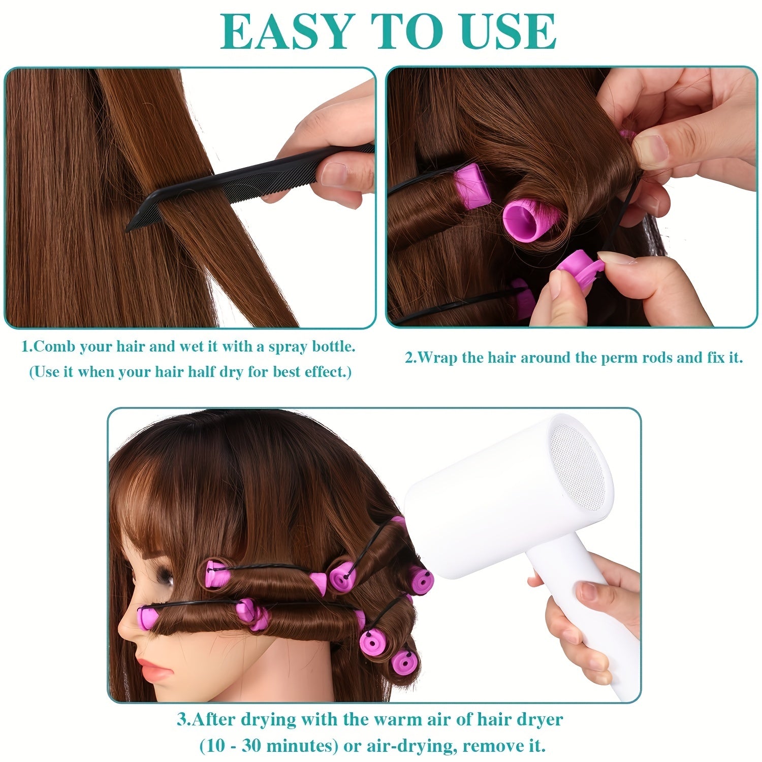 10 Pcs Cold Wave Rods Hair Curling Roller Hairdressing Tools