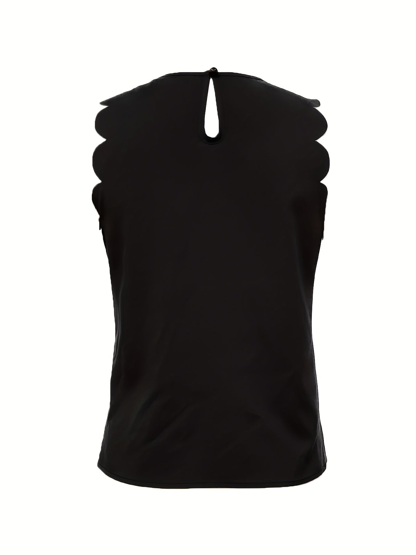 Scallop Trim Tank Top Sleeveless Crew Neck Top