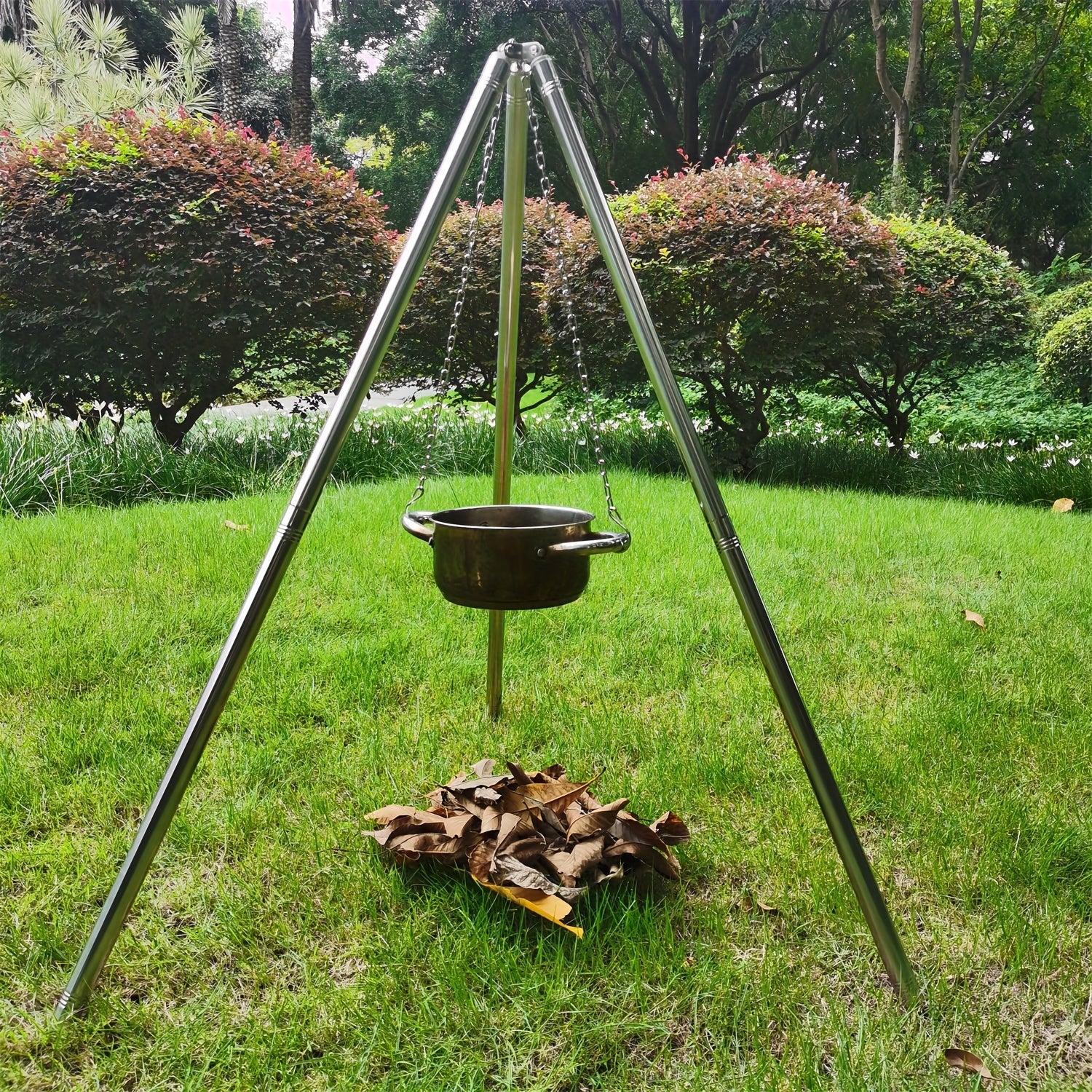 Outdoor Campfire Tripod Tent Holder with Chain