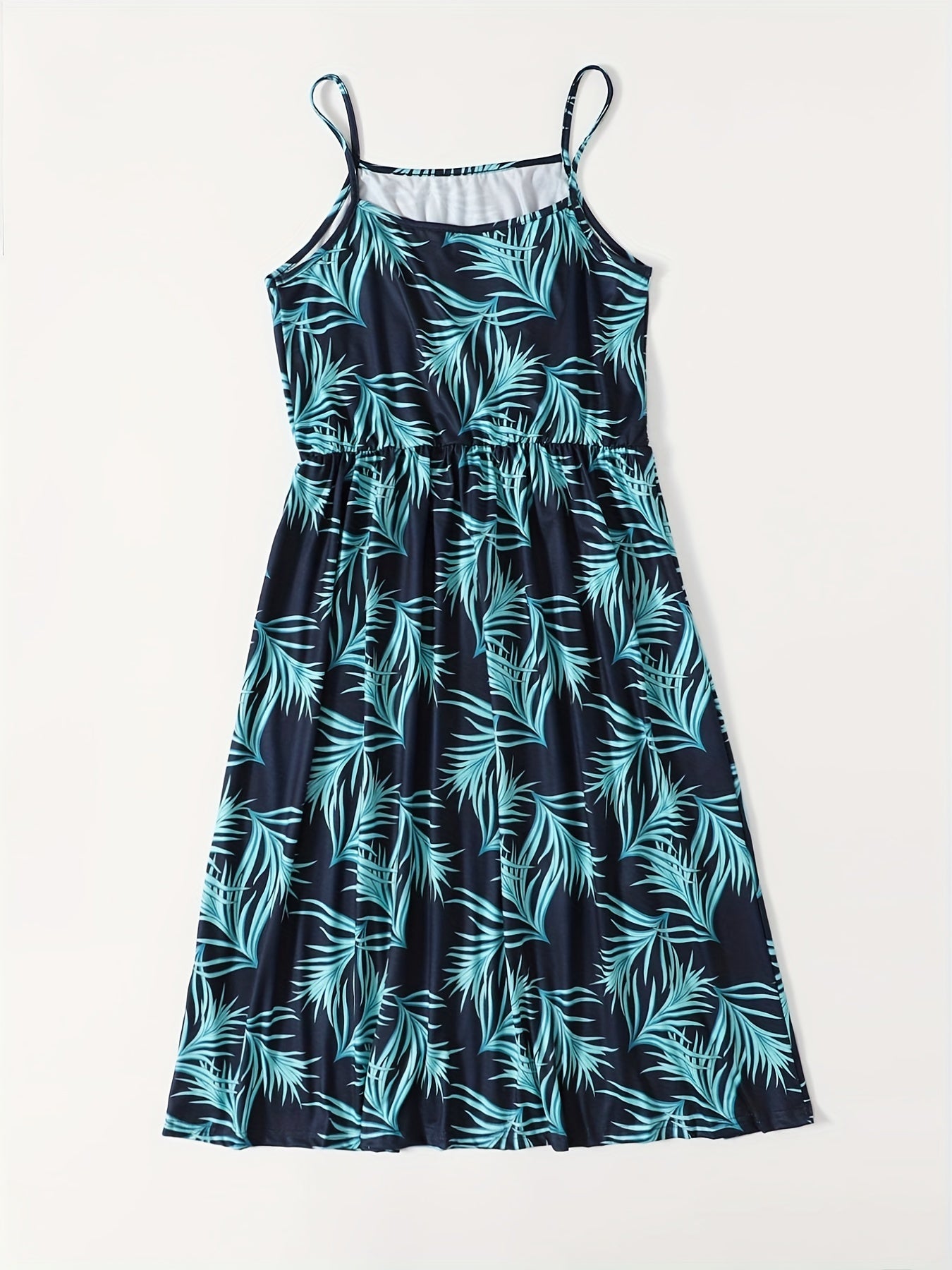 Summer Graphic Suspender Swimsuits Set Mother Daughter Dress V Neck