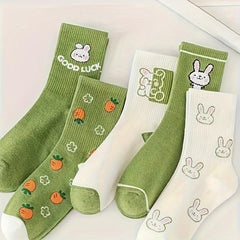 Men's Cartoon Rabbit Crew Socks Breathable Casual Unisex Outdoor All Seasons