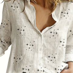  Star Print Long Sleeve Collar Shirt