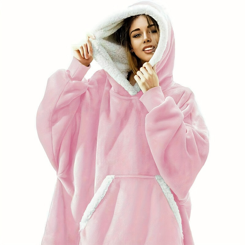 Oversized Sherpa Fleece Hoodie Blanket Cozy Soft Warm Snuggle Throw Sweatshirt