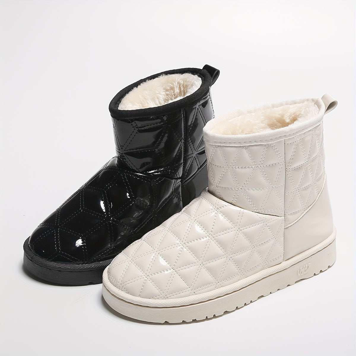 Women's Waterproof Argyle Snow Boots Plush Inner Comfort Lightweight Ankle Boots