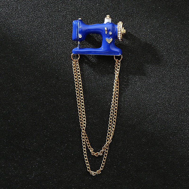 Sewing Machine Tassel Brooch Men's Chain Suit Personality Accessories