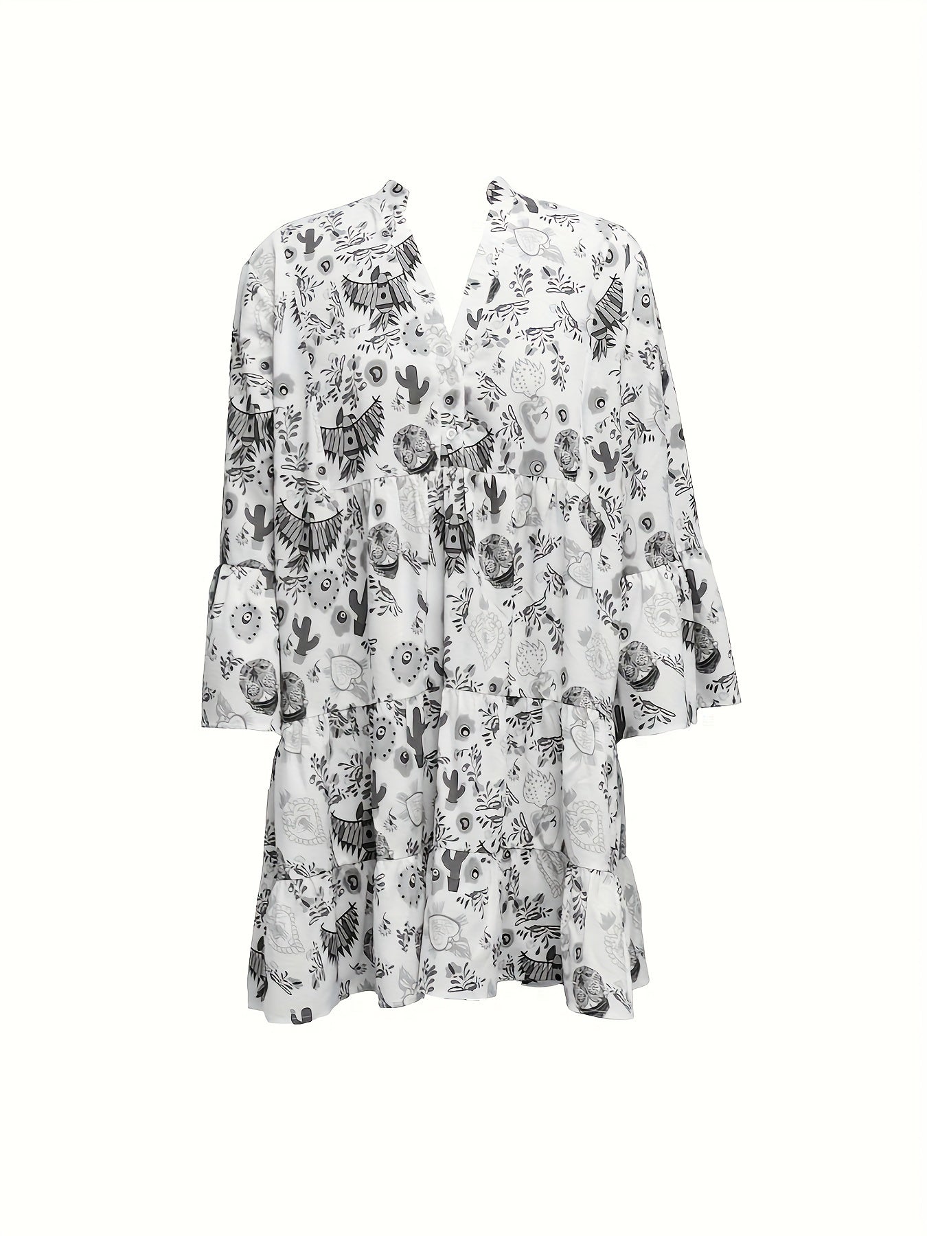Bell Sleeve Smock Dress Plus Size
