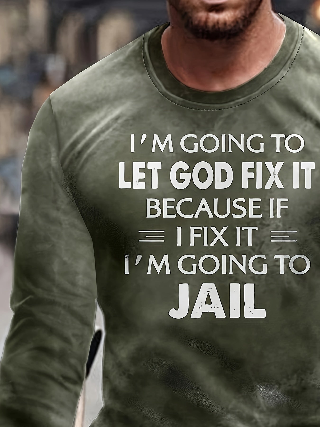Letters Print Men's Long Sleeve Novelty T-shirt for Autumn