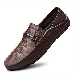 Men's Comfy Crocodile Horsebit Loafers Smart Casual Shoes