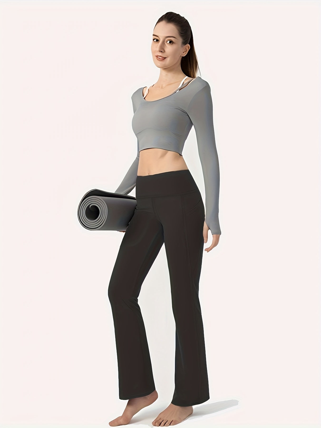 High Waisted Bootcut Leggings With Pockets Flared Yoga Pants Activewear