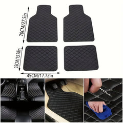 Waterproof Universal Car Floor Mats Front & Rear Set PU Leather Carpets