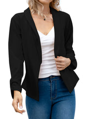 Long Sleeve Open Front Lapel Blazer & Stylish Tops For Office
