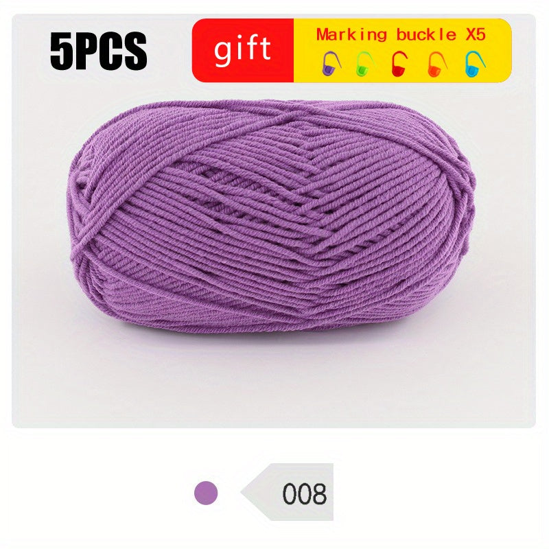 5pcs 100 Soft Acrylic Yarn for Crocheting & Knitting DIY Projects