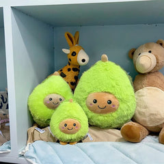 Cute Avocado Plush Toy Soft Green Stuffed Animal Smiling Face Kids Gift