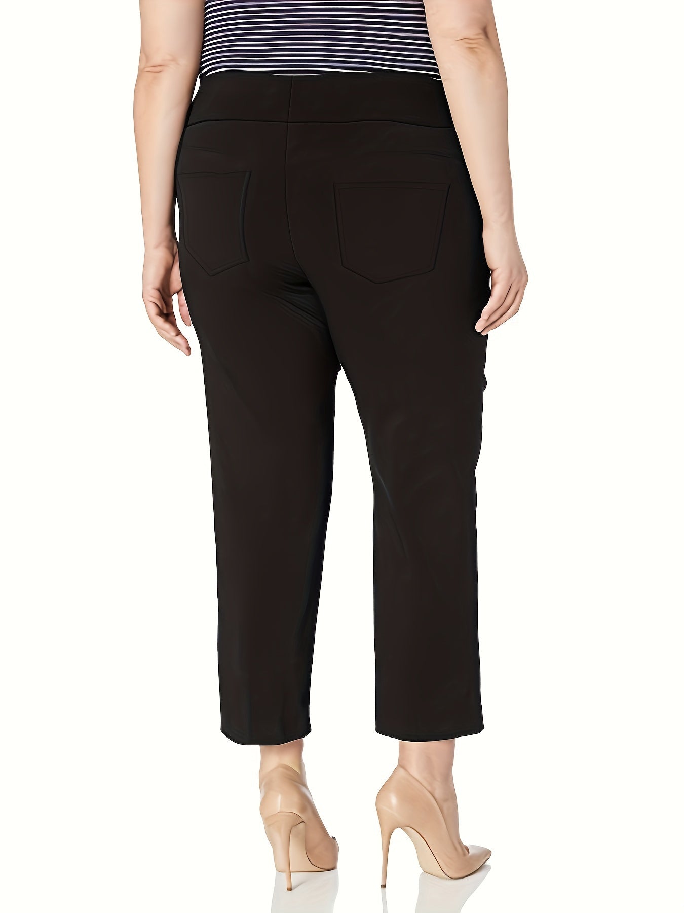  Casual Pants Elastic High Rise Tapered Leg Trousers