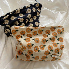 Flower Pattern Carry On Bag Zipper Portable Cosmetic Bag