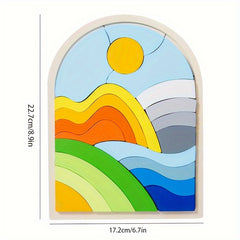 Colorful Geometric Wood Puzzle Set - Brain Power Memory Test