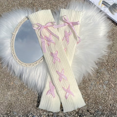 Cross Strappy Leg Warmers Knitted Knee High Socks Women's