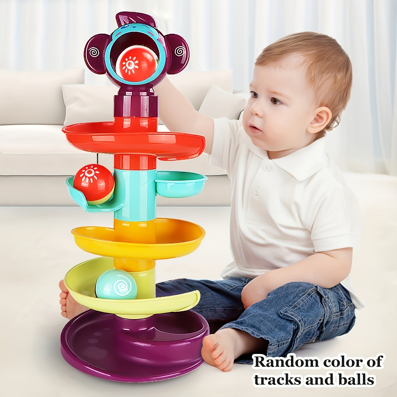 Colorful Toddler Stacking Toy with Rolling Balls