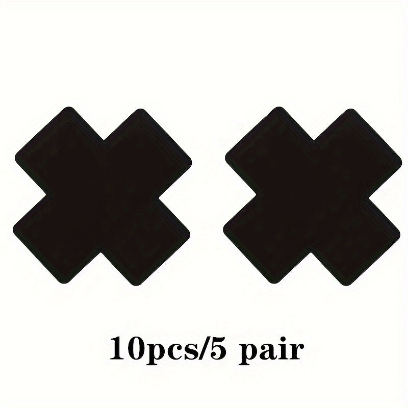 2pcs Women's Cross Shaped Nipple Covers Strapless Satin Chest Stickers