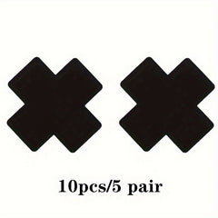 2pcs Women's Cross Shaped Nipple Covers Strapless Satin Chest Stickers