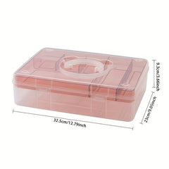 Shidai Liangpin Bear Stationery Storage Box - 2-Layer Transparent Plastic