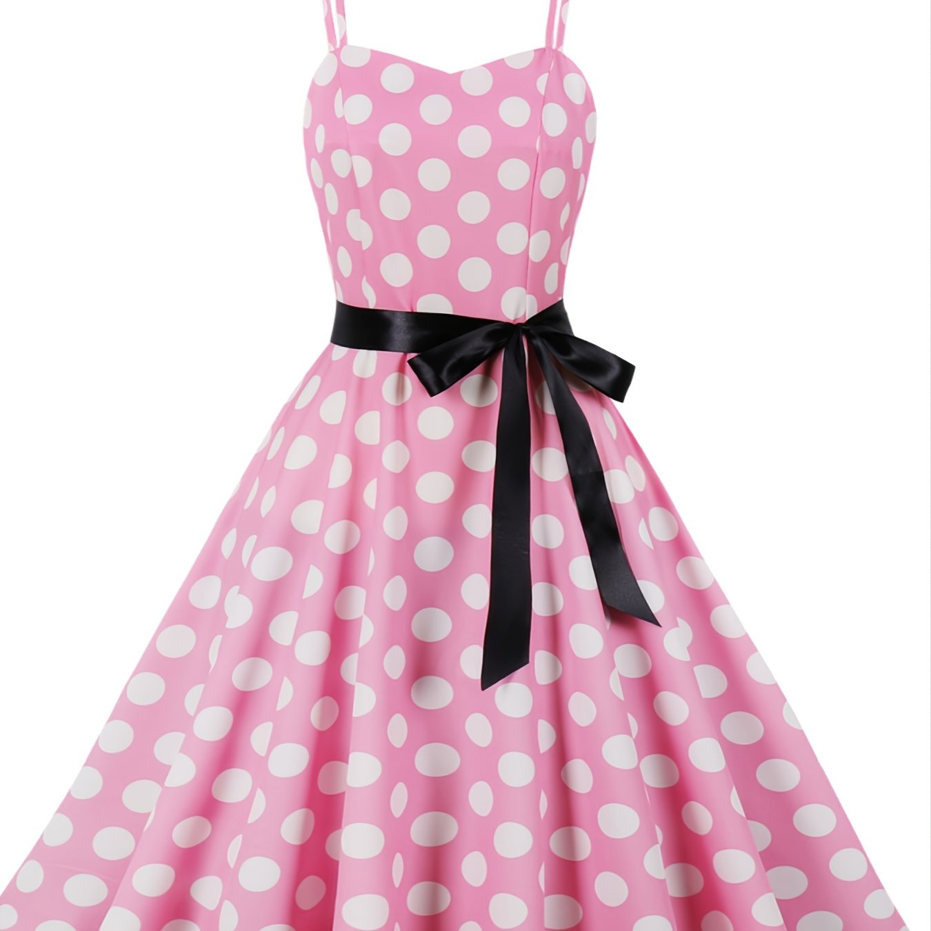Retro Polka Dot Swing Dress Sleeveless Lace Up A-line