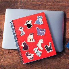 50pcs Cartoon Cat Waterproof Stickers Realistic Doodle Mixed Vinyl Stickers