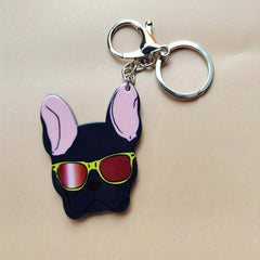 Bulldog Pattern Dog Keychain Bag Pendant Key Ring Ornament