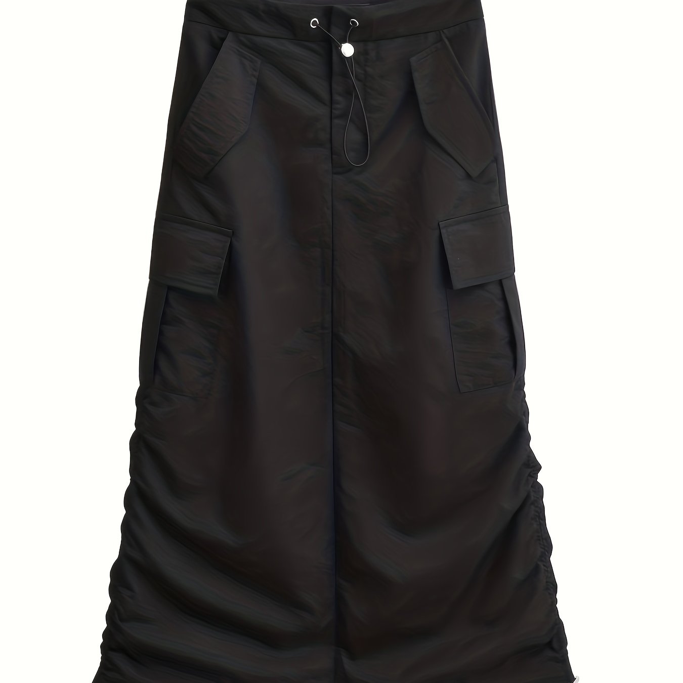  Y2k Side Ruched Cargo Maxi Skirt