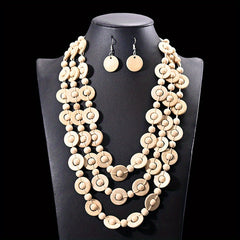 Boho Style Multilayer Necklace Set & Earrings