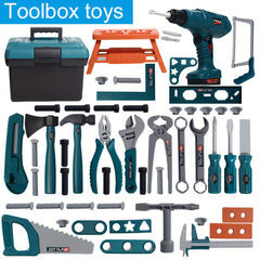 Kids Pretend Play Tool Set with Toy Drill and Storage Box Construction Kit